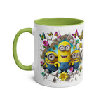 Minion Inspired Coffee Mug with playful character design, green interior, and handle.