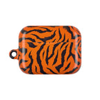 Orange tiger print hard shell protective AirPods case with glossy finish and secure fit
