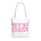 Pink heart tote bag with cheeky fun design, durable spun polyester, and multiple handle colors.