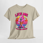 Lick Me Till Ice Cream T-Shirt with playful ice cream graphic and summer vibes, 100% cotton, soft breathable fabric