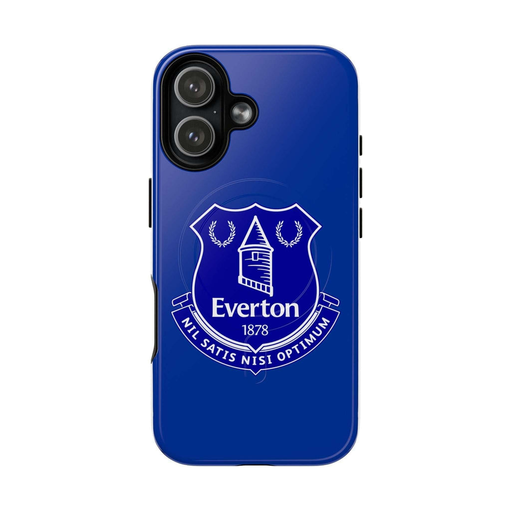 Everton FC MagSafe iPhone case in royal blue with club crest and dual-layer protection