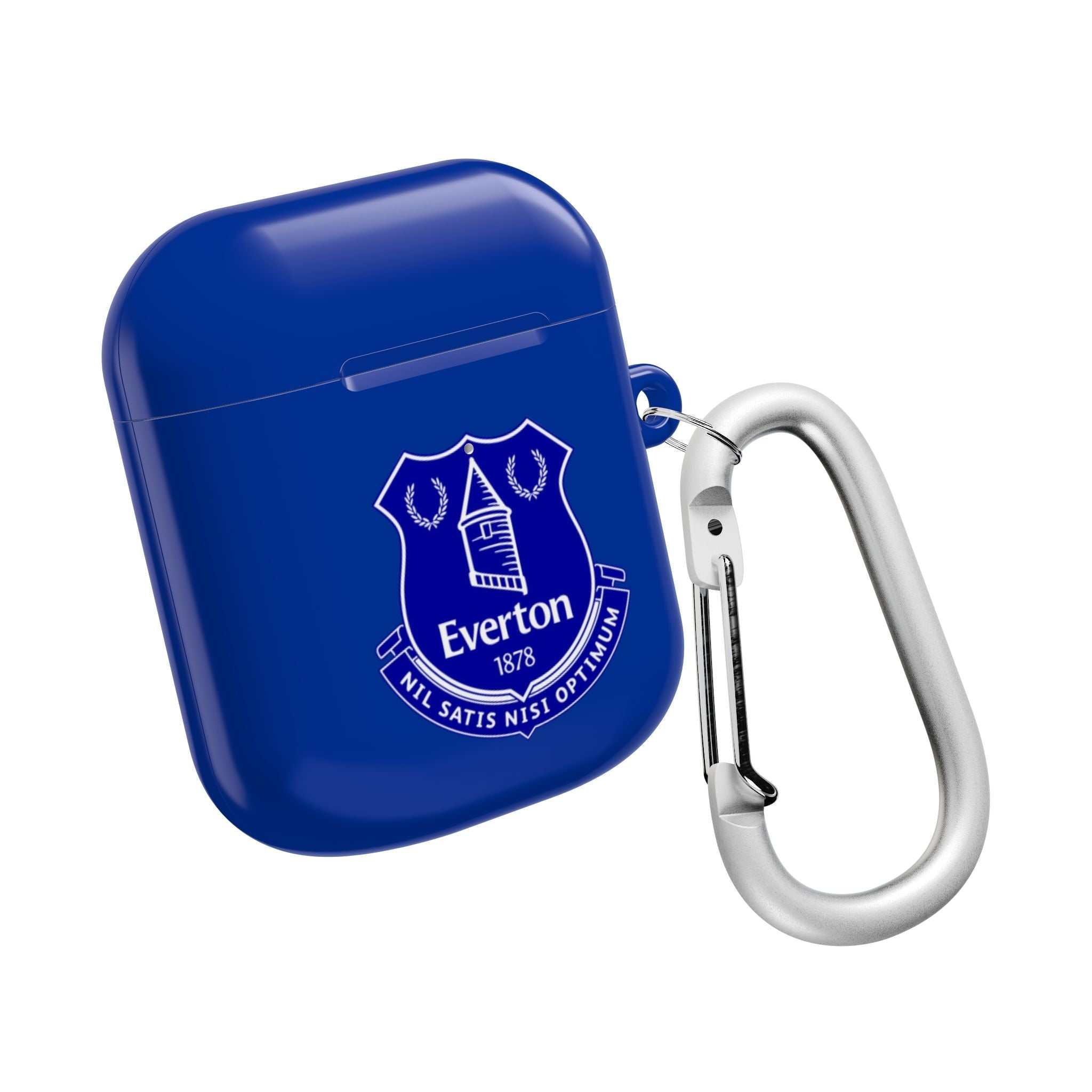 Everton FC AirPods protective hard case with club logo and carabiner clip