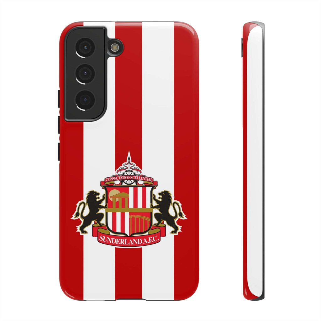Sunderland FC Samsung phone case with red and white colors and magnetic protection features