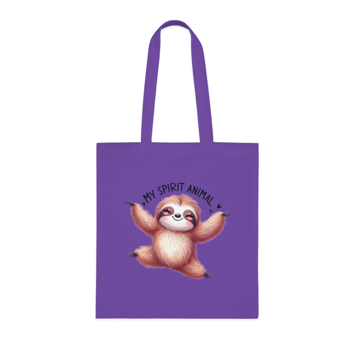 Cotton tote bag with cute sloth design, vibrant colors, and durable 100% cotton fabric.