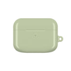 Sage green hard shell AirPods protective case with glossy finish and durable lightweight design