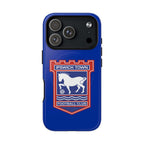 Ipswich Town MagSafe iPhone case with club crest, blue dual-layer protective design, compatible with wireless charging