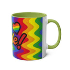 LGBTQ+ Pride mug with rainbow design, high-quality ceramic, 11oz, microwave and dishwasher safe.