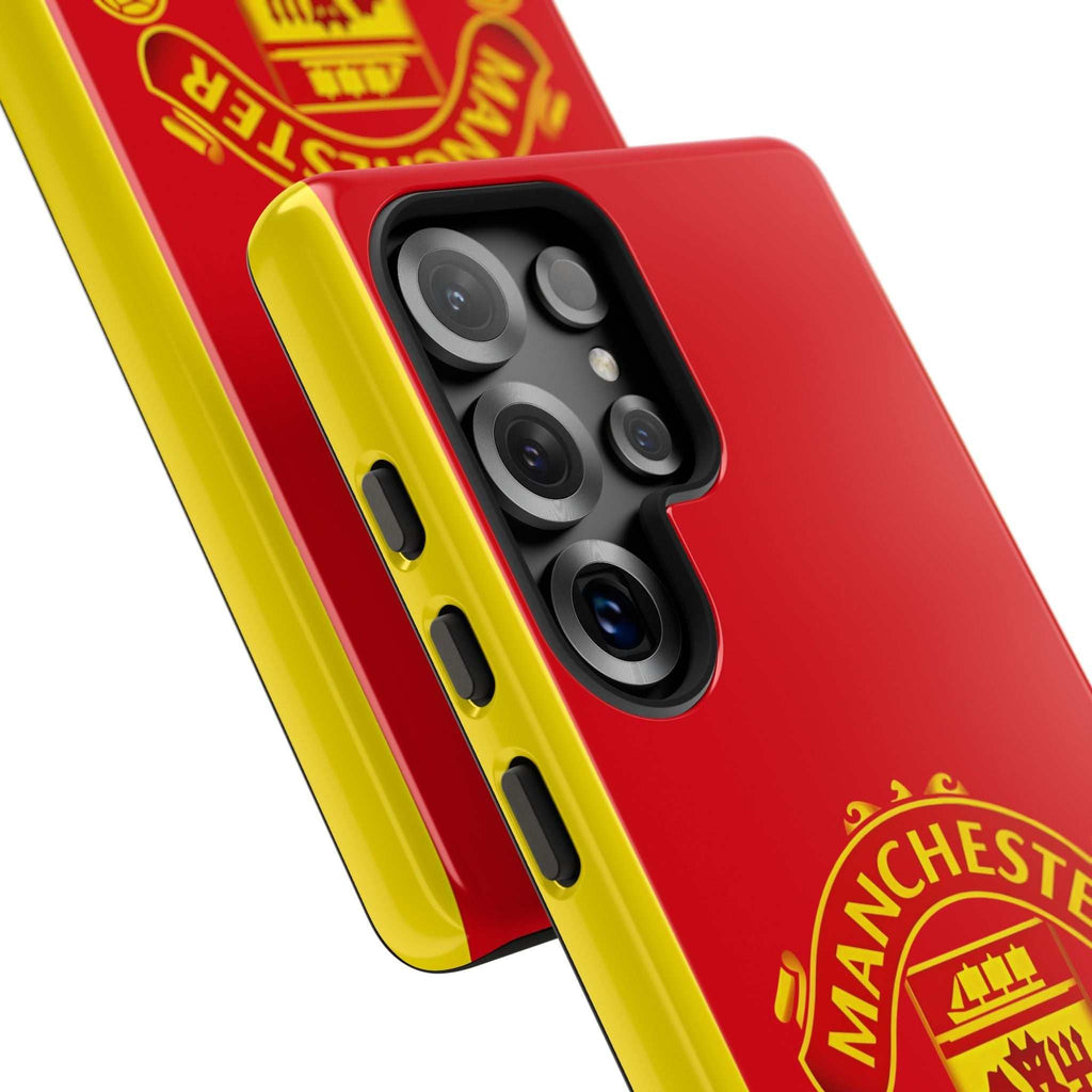 Manchester United Magnetic Samsung Case with red crest and dual-layer protection for seamless wireless charging
