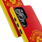 Manchester United Magnetic Samsung Case with red crest and dual-layer protection for seamless wireless charging