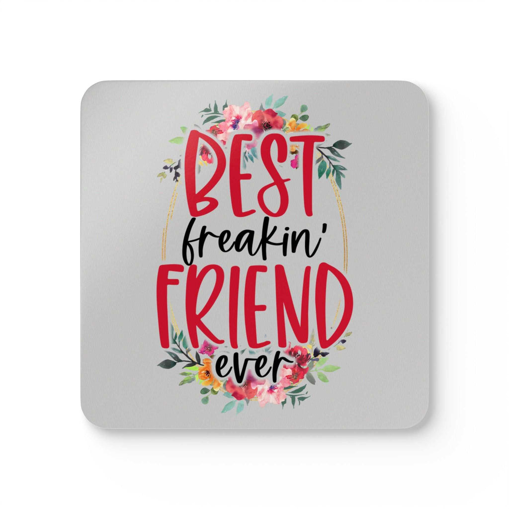 Best Freaking Friend Coaster Set with floral design and playful text.