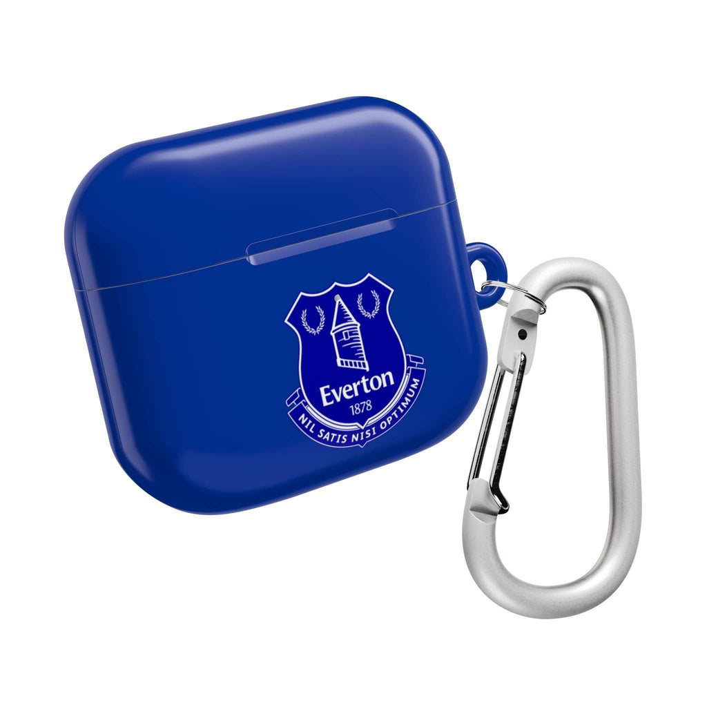 Everton FC AirPods protective case in blue with club logo and carabiner clip