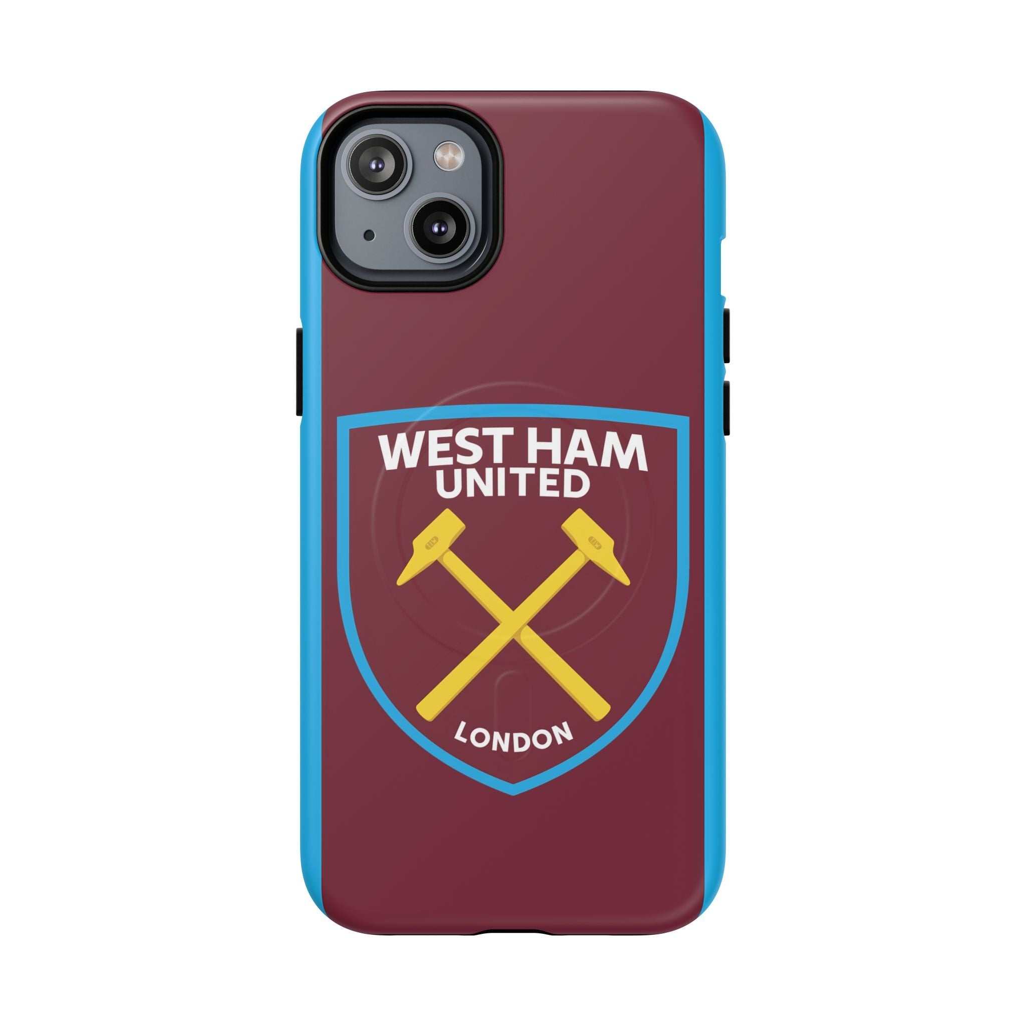 West Ham Utd MagSafe iPhone case with claret and blue colors and club crest, protective dual-layer design