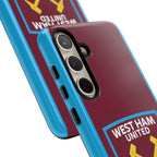 West Ham United claret and blue Samsung phone case with magnetic feature and official-inspired crest