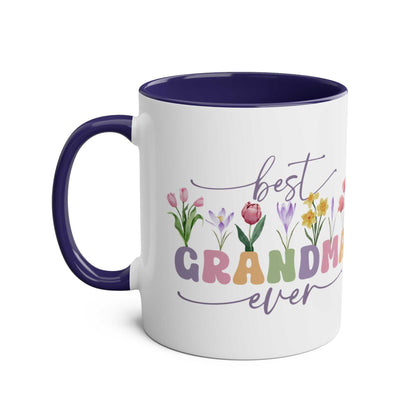 Best Grandma Ever Mother's Day Gift Mug with floral design, 11oz ceramic, glossy finish.