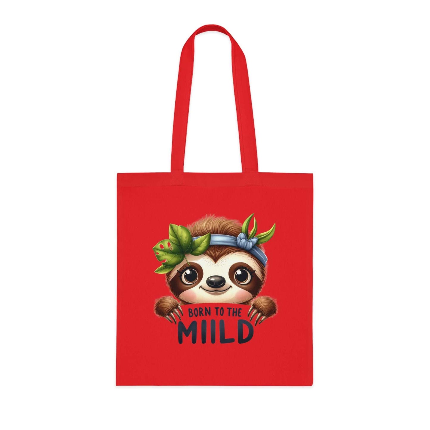 Cotton tote bag with a cute sloth design, vibrant colors, and reinforced handles. Perfect for sloth lovers and everyday use.