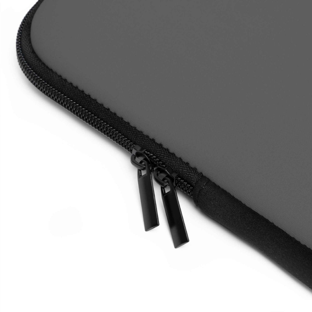 Gunmetal grey neoprene laptop sleeve with dual zipper and soft foam lining for protection