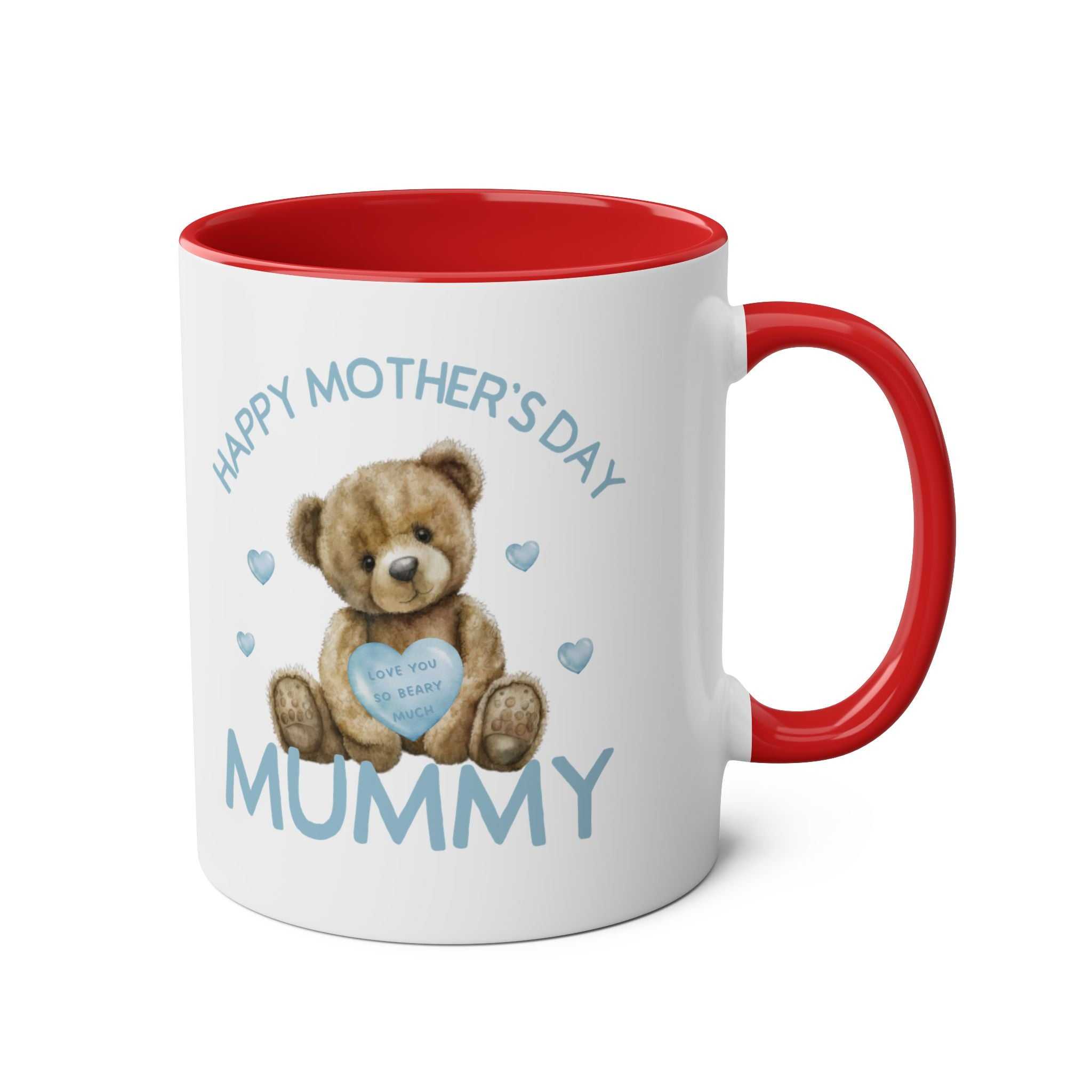 Cute Bear Mother's Day gift mug with a bear design and red interior.