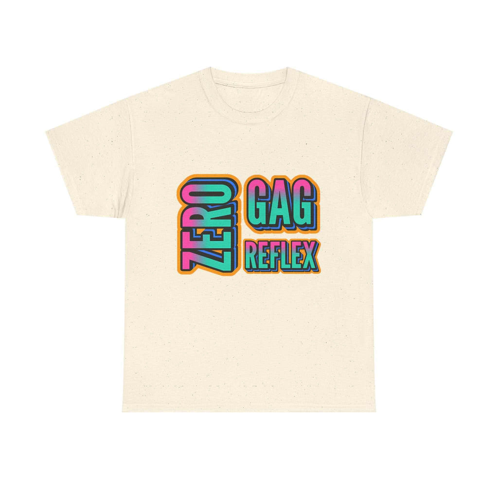 Black Zero Gag Reflex T-Shirt with bold humor graphic, 100% cotton, comfortable fit for parties and bachelorette weekends