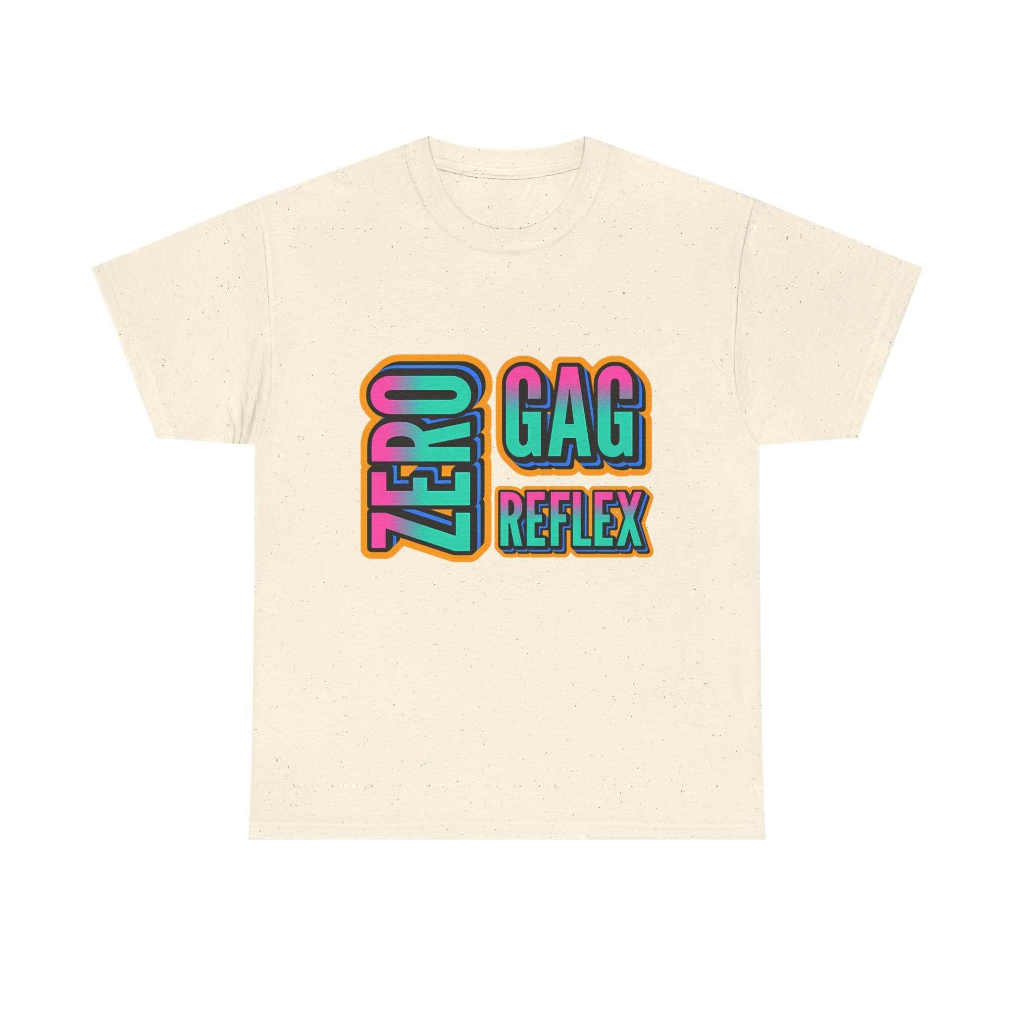 Black Zero Gag Reflex T-Shirt with bold humor graphic, 100% cotton, comfortable fit for parties and bachelorette weekends