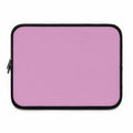 Dusky pink neoprene laptop sleeve with dual zipper and soft foam lining for protection