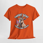 Black Throat Goat T-Shirt with bold, edgy text design, made from soft, breathable cotton for comfort and style
