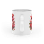 Valentines Day mug with heart-shaped handle and vibrant print.