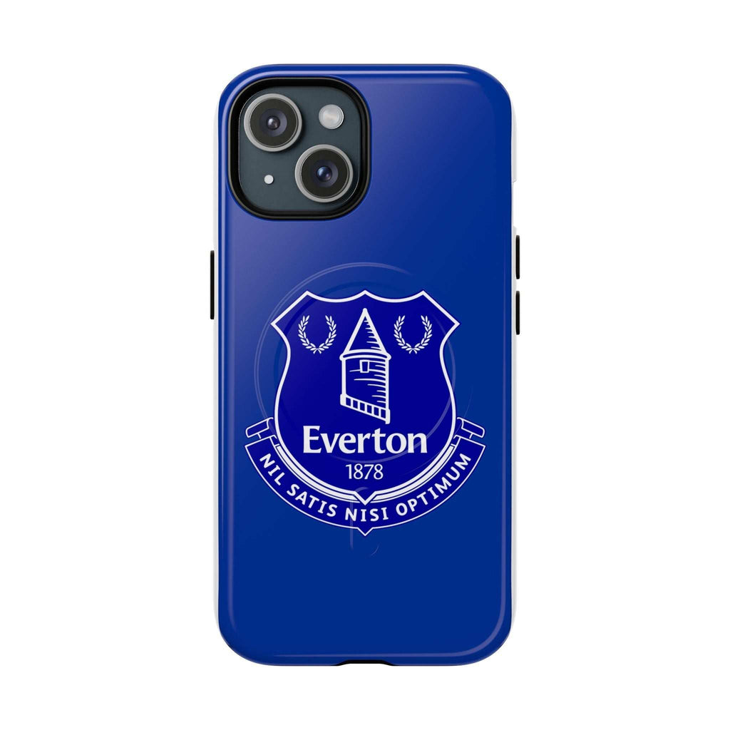 Everton FC MagSafe iPhone case in royal blue with club crest and dual-layer protection