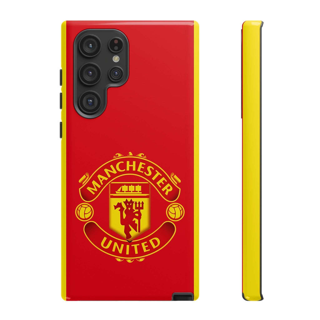 Manchester United magnetic Samsung phone case with red team crest and dual-layer protection