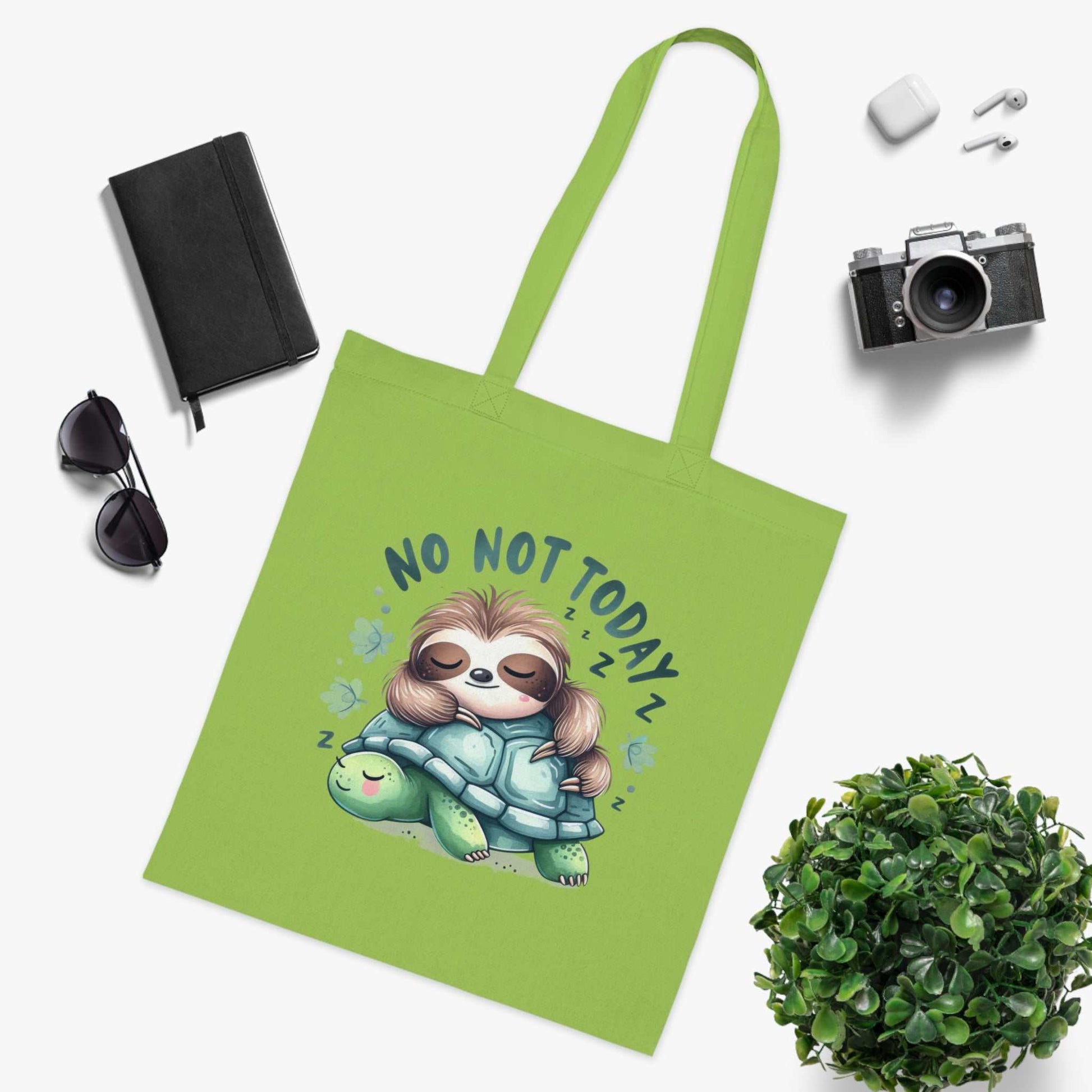 Cotton tote with cute sloth design, perfect for sloth lovers and everyday use.