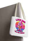 Cheeky Lick Me Till Ice Cream Tote Bag with durable spun polyester and colorful handles for shopping and daily use
