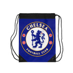 Chelsea Fc drawstring bag with club logo in blue and white, lightweight and durable for sports and casual use