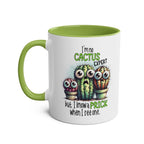 Fun Cactus Expert Coffee Mug with cheeky humor and vibrant two-tone design