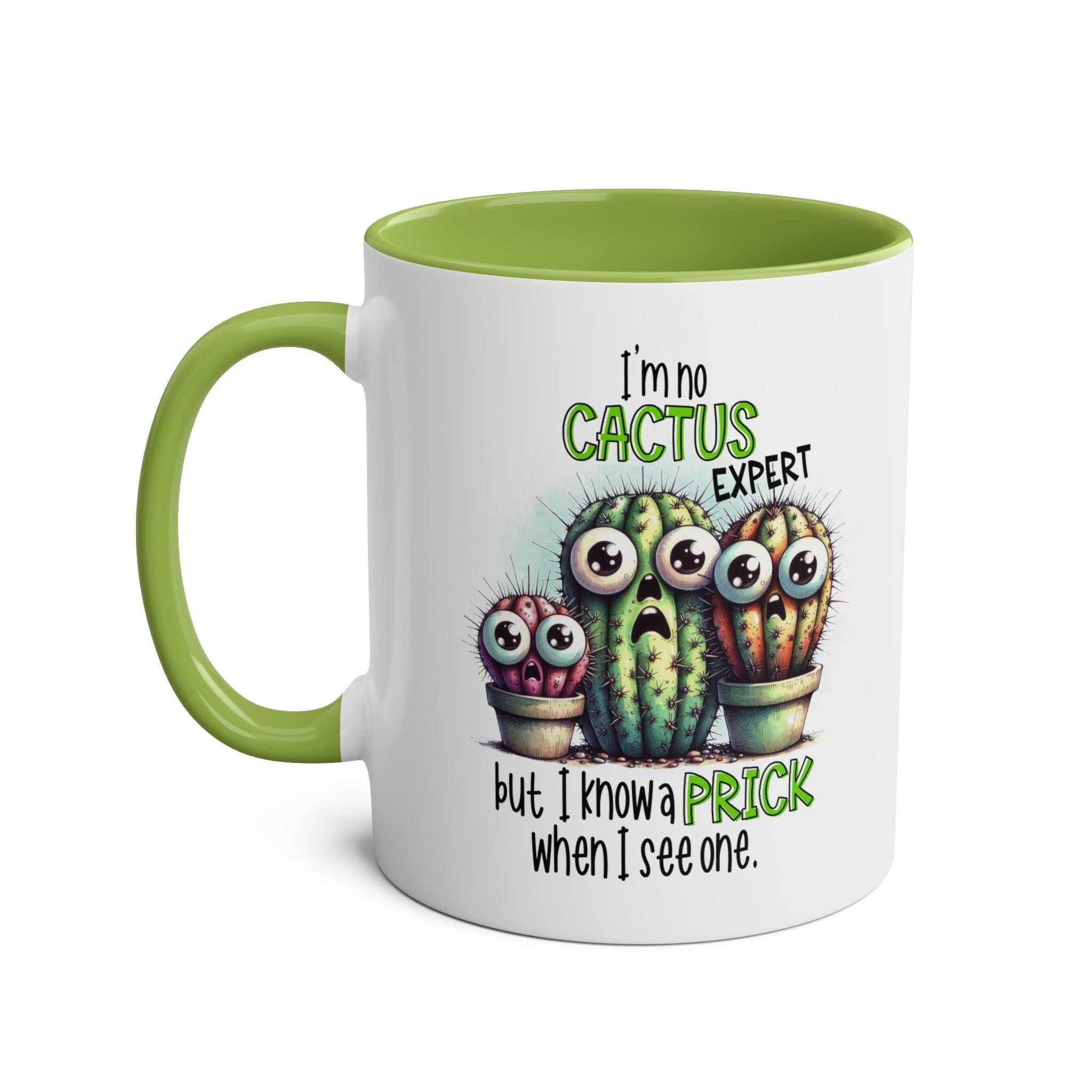 Fun Cactus Expert Coffee Mug with cheeky humor and vibrant two-tone design