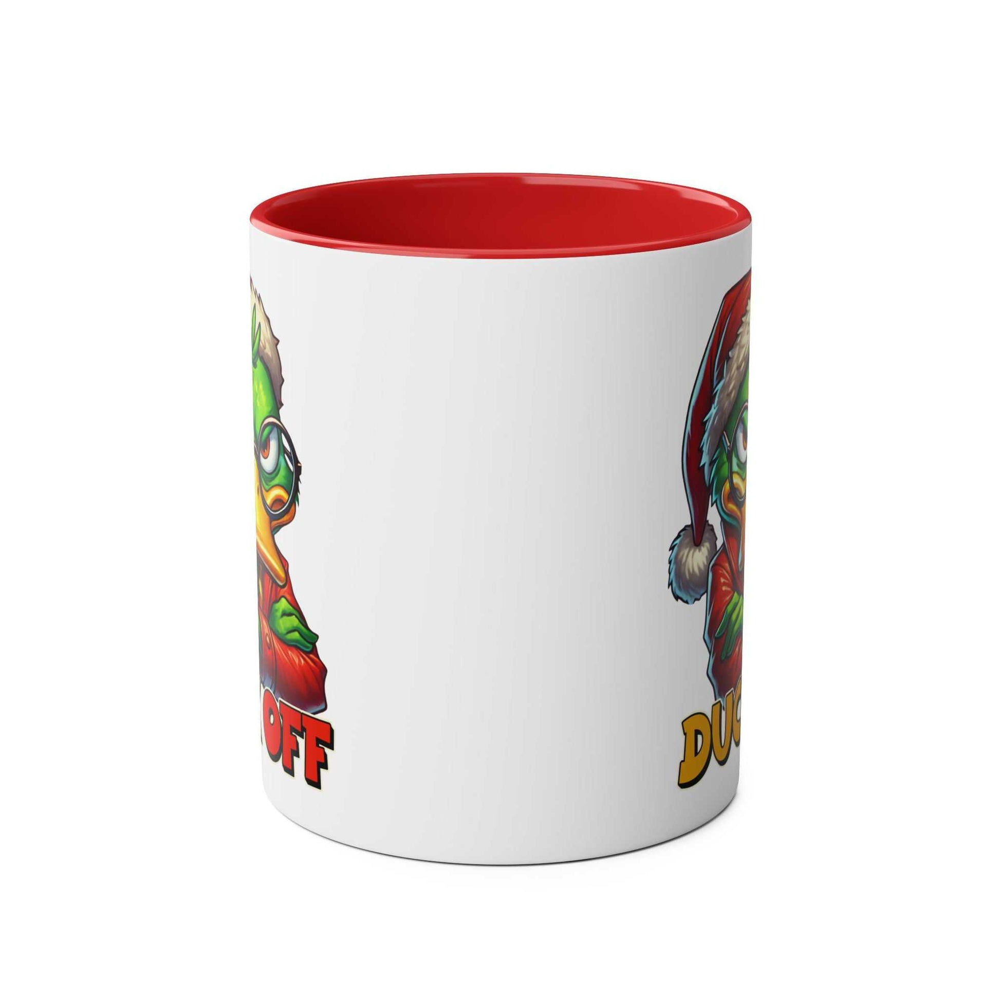 Sarky Christmas Mug with duck design, sass, 11oz ceramic, glossy finish.