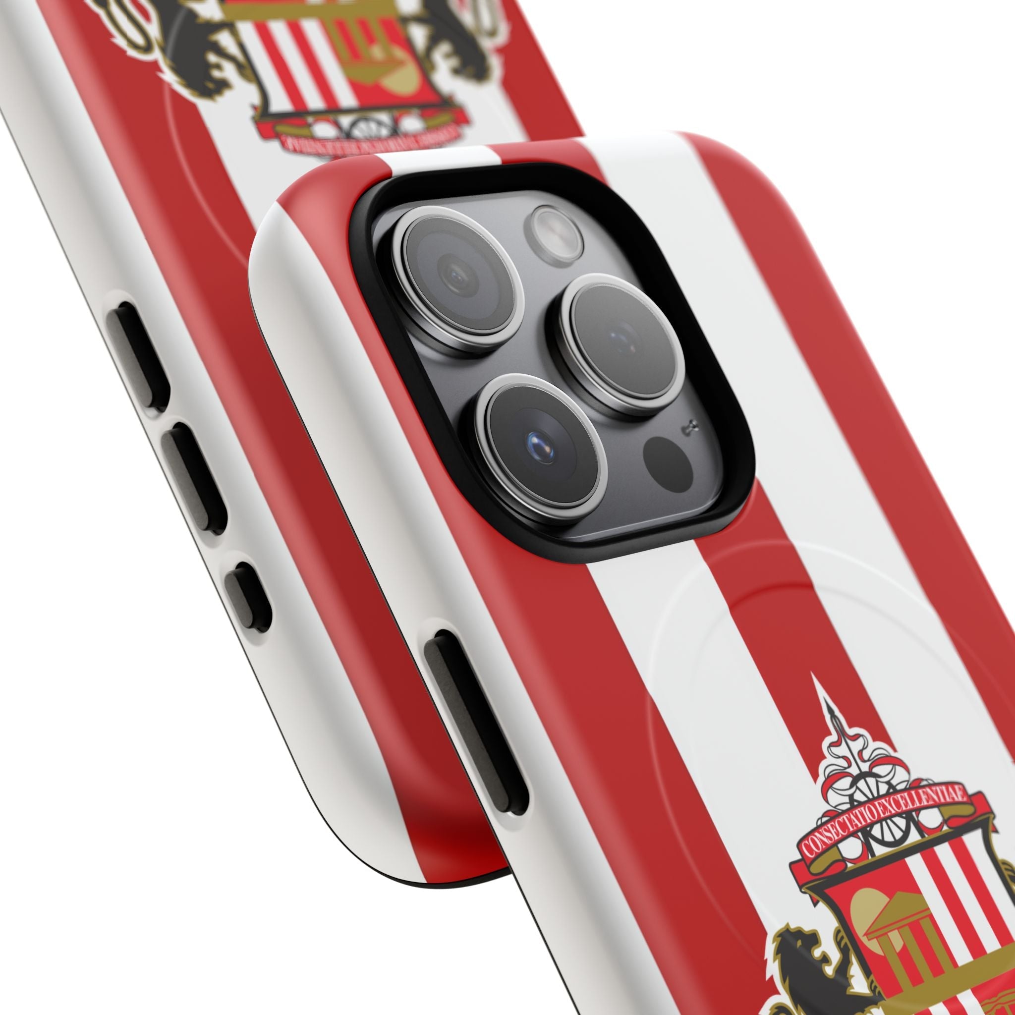 Sunderland FC MagSafe iPhone case with red and white design and club-inspired crest