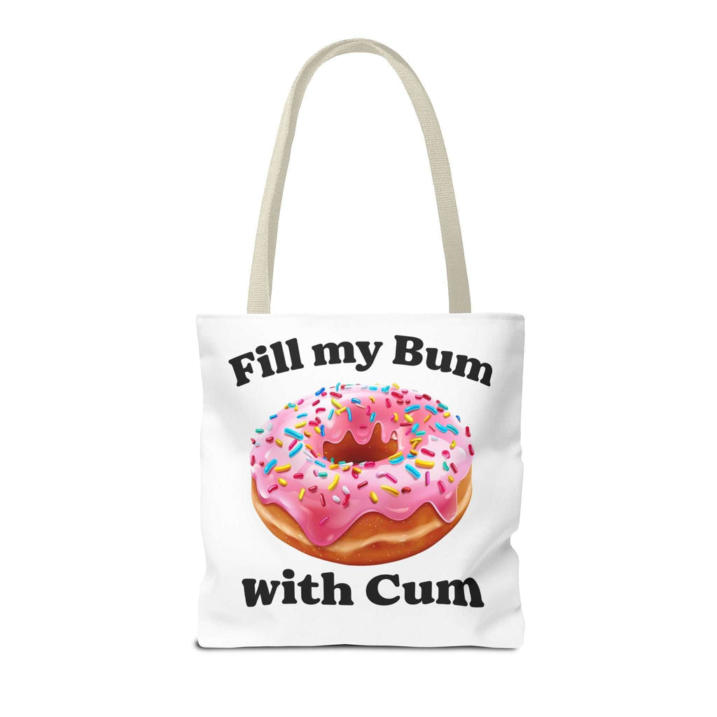 Provocative Donut Tote Bag with cheeky printed design and durable spun polyester fabric