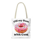 Provocative Donut Tote Bag with cheeky printed design and durable spun polyester fabric