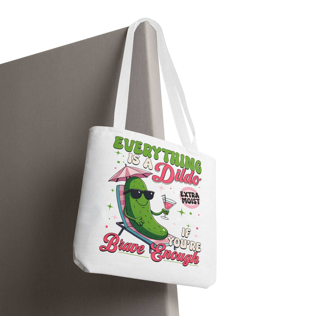Cheeky Quote Pickle Tote Bag with fun design and multiple handle colors