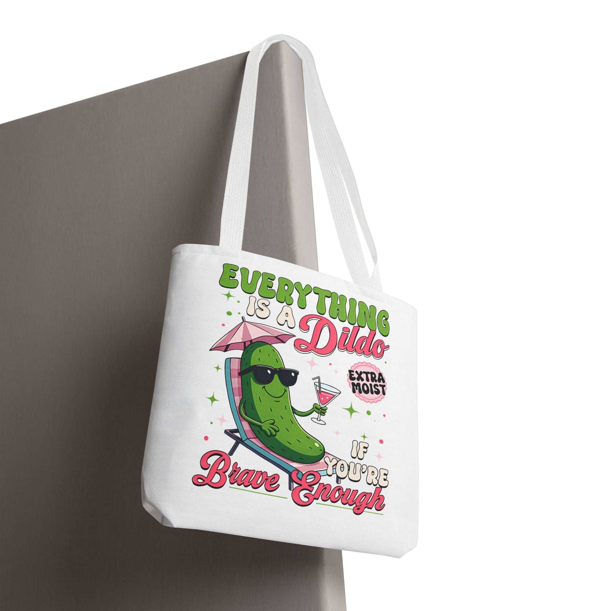 Cheeky Quote Pickle Tote Bag with fun design and multiple handle colors