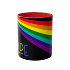 LGBTQ+ Pride Mug with vibrant rainbow design and glossy finish.