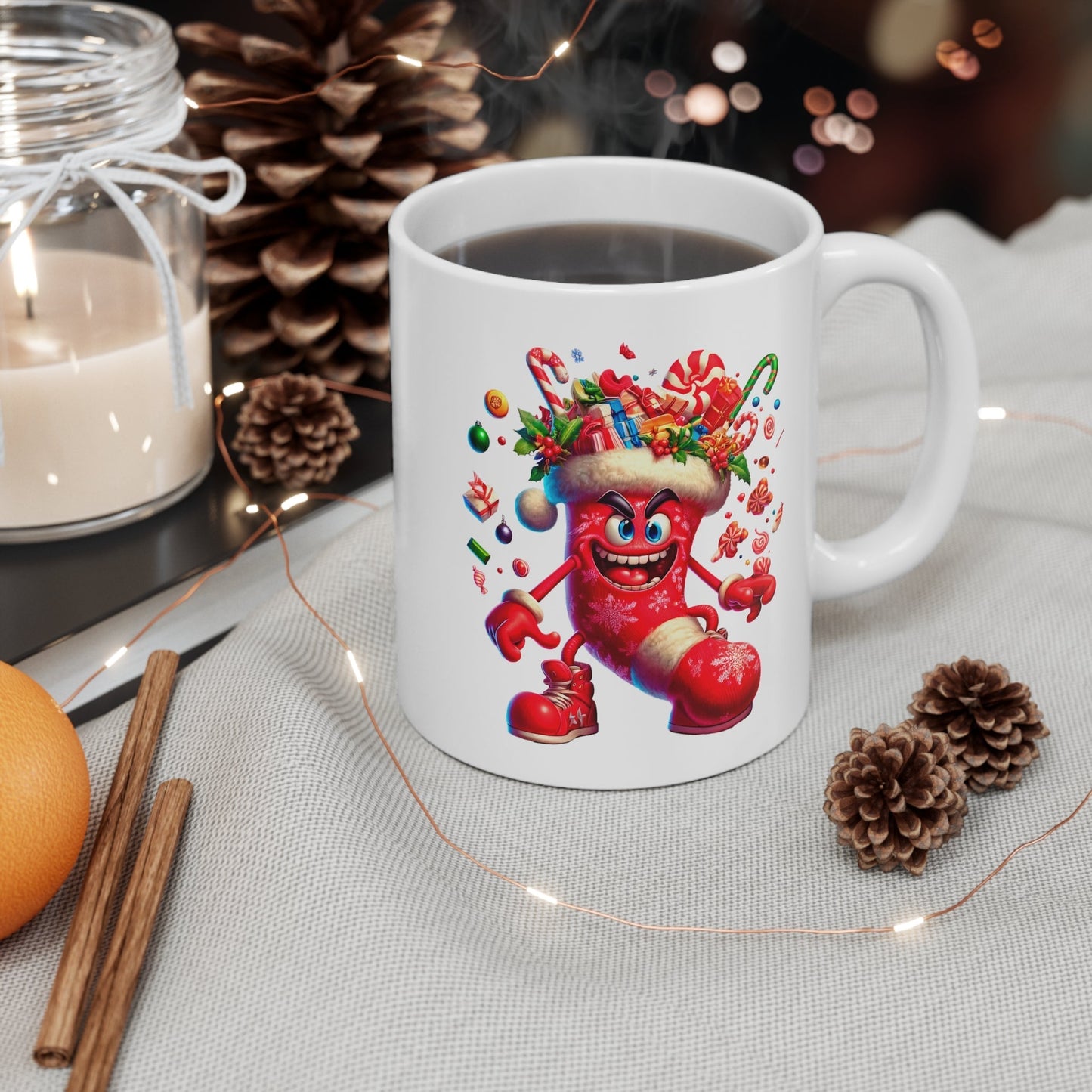 Rude Christmas Mug with cheeky festive design, 11oz ceramic, microwave and dishwasher safe.