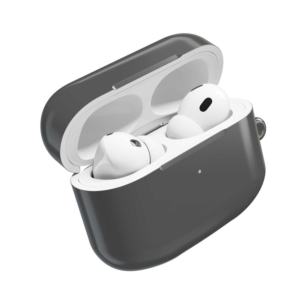 Gunmetal grey hard shell AirPods protective case with glossy finish and slim lightweight design