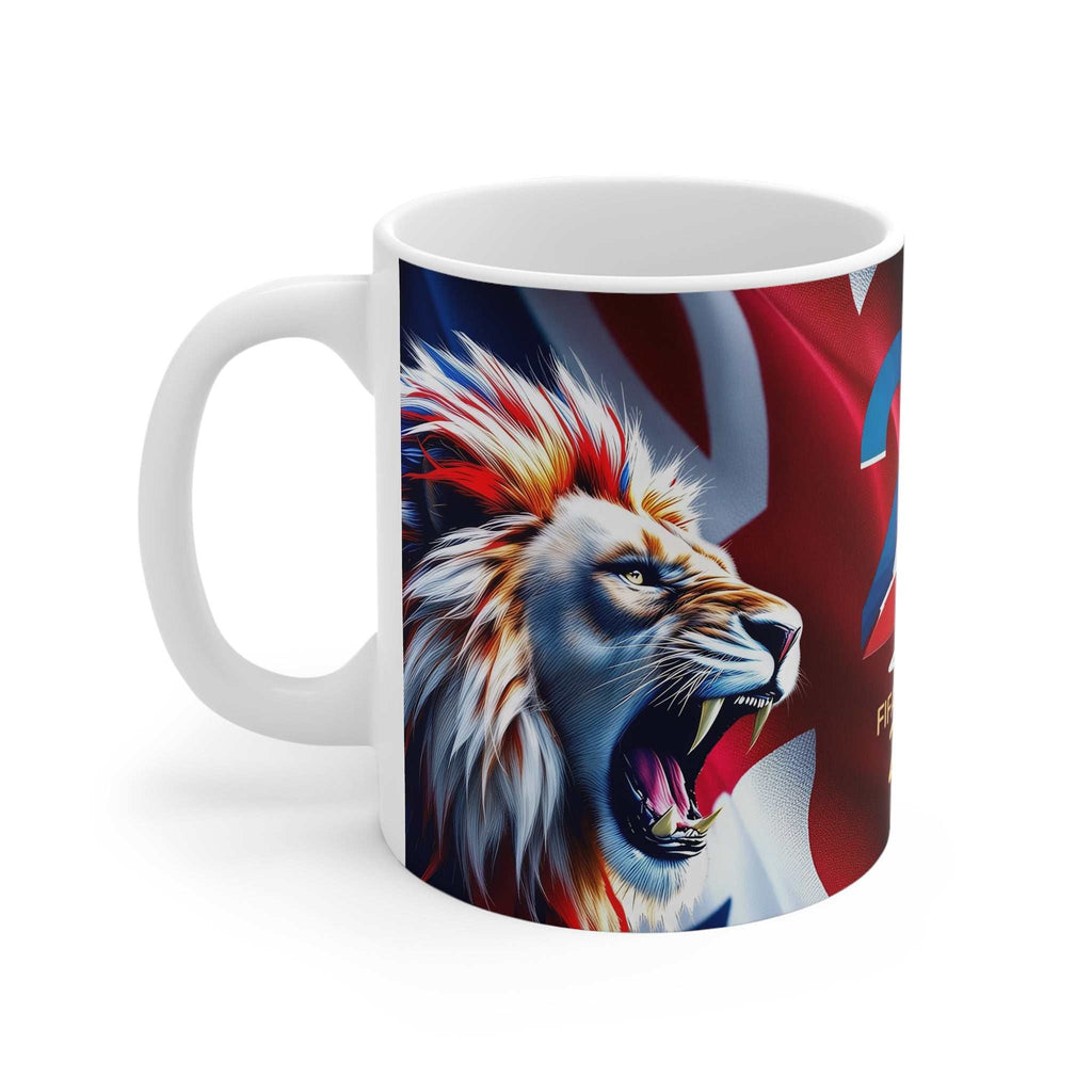England World Cup 26 ceramic lion mug with tournament trophy and flag design, glossy 11oz football fan gift