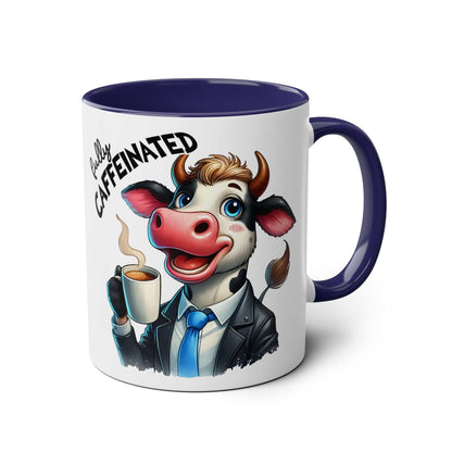 Fun Sarcastic Coffee Mug with Cow Design and Blue Handle