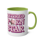 Retired Porn Star Mug with bold, cheeky design in vibrant colors, perfect funny gift for coffee lovers
