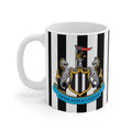 Newcastle United Mug with black and white Magpies design, 11oz ceramic, microwave safe, perfect gift for Geordie fans