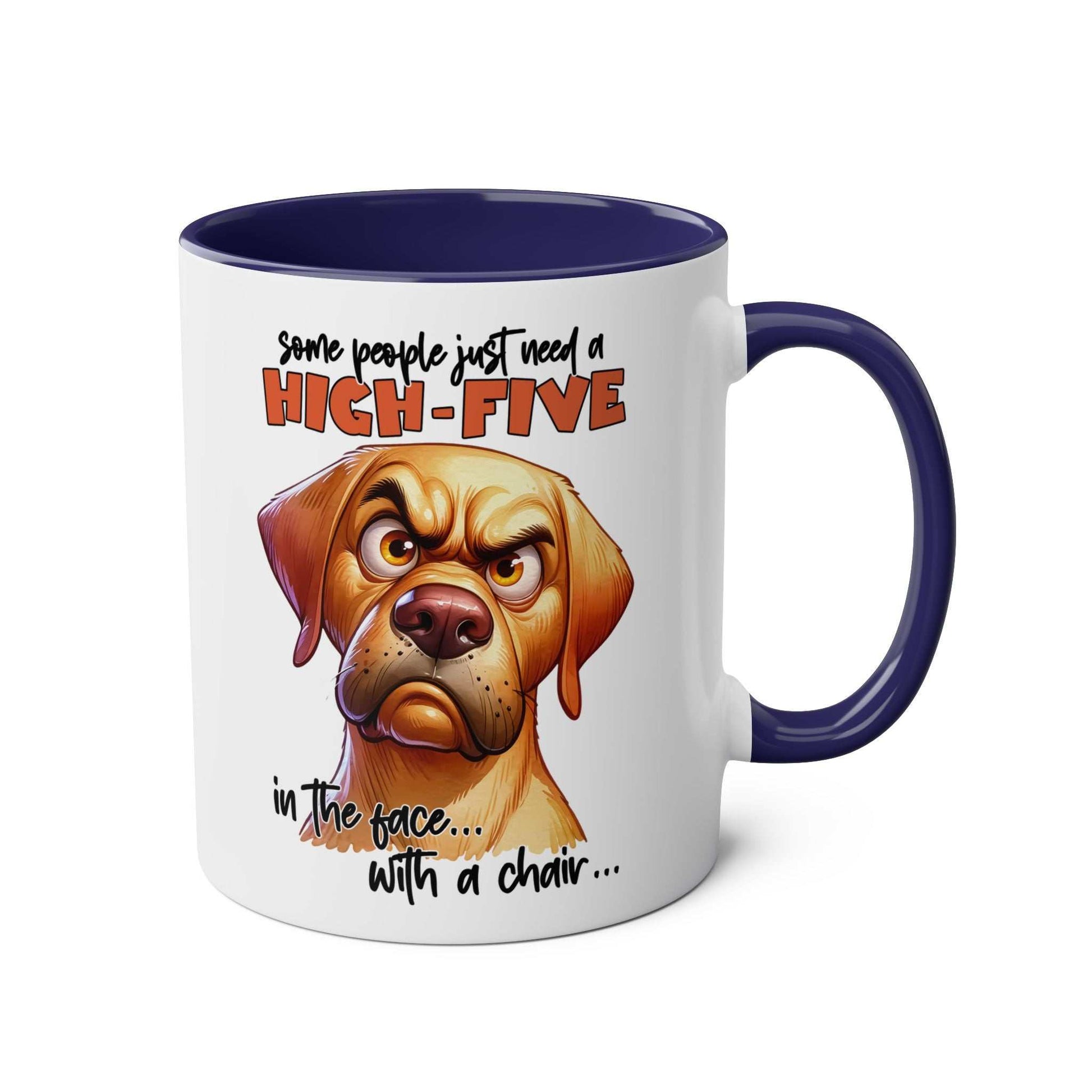 High Five Coffee Mug with snarky dog graphic, glossy finish, dishwasher and microwave safe.