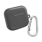 Gunmetal grey hard shell AirPods protective case with carabiner clip