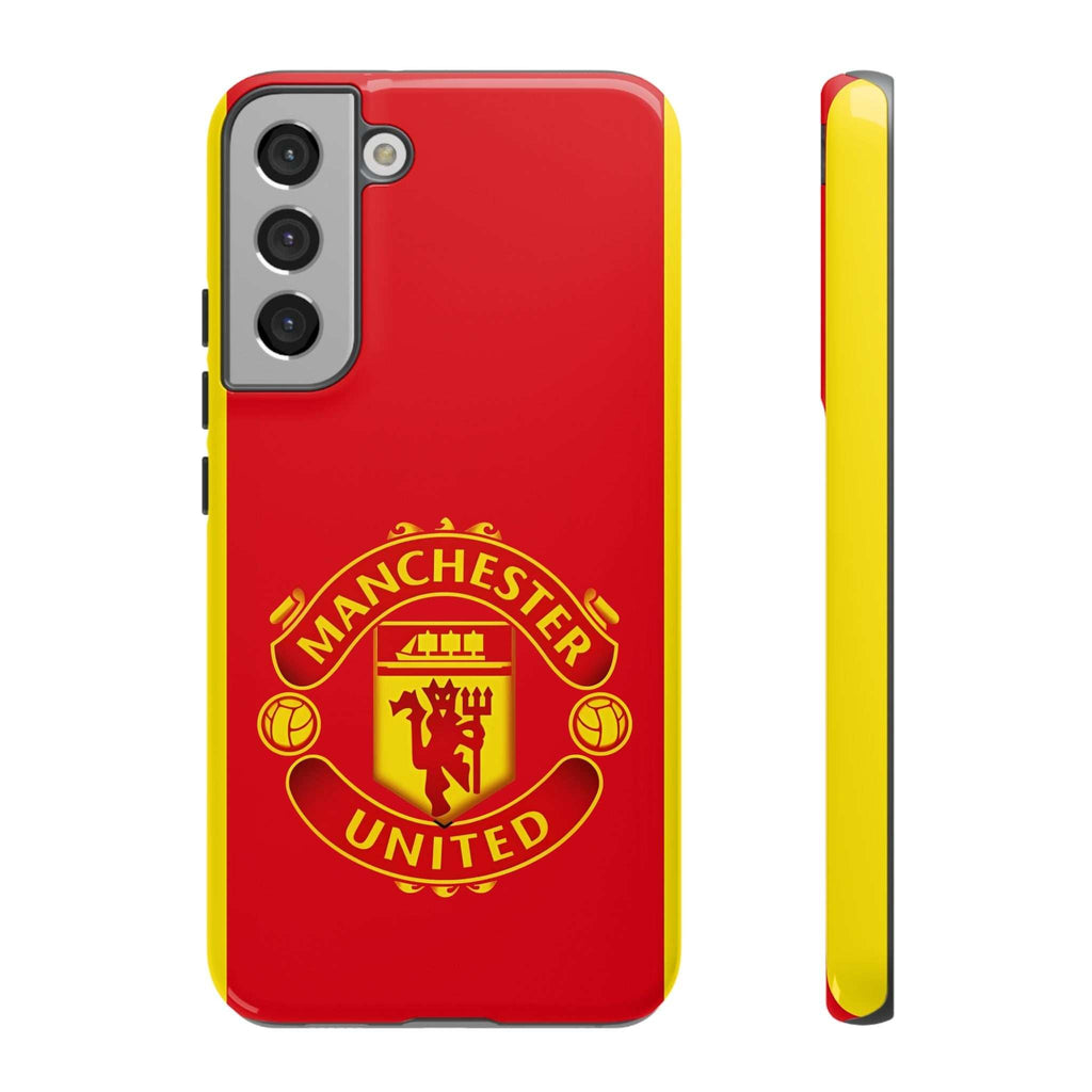 Manchester United Magnetic Samsung Case with red and official-inspired crest, dual-layer protection, and wireless charging compatibility