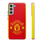 Manchester United Magnetic Samsung Case with red and official-inspired crest, dual-layer protection, and wireless charging compatibility